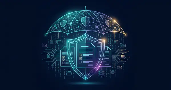 Insurance policy document alongside a digital lock symbolising cyber coverage requirements